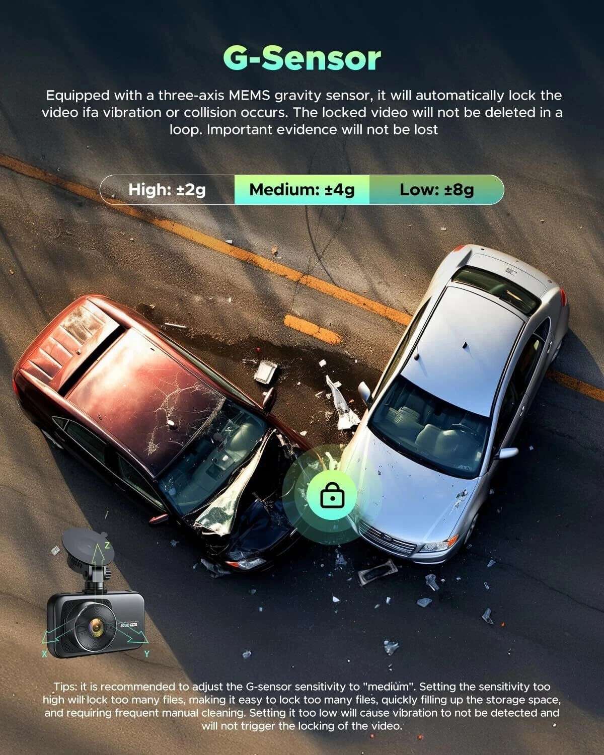 Car Dash Cam 2K Ultra HD Clear View 180° -Sony Lens, Cmos Sensor. Tasslock - Image 7